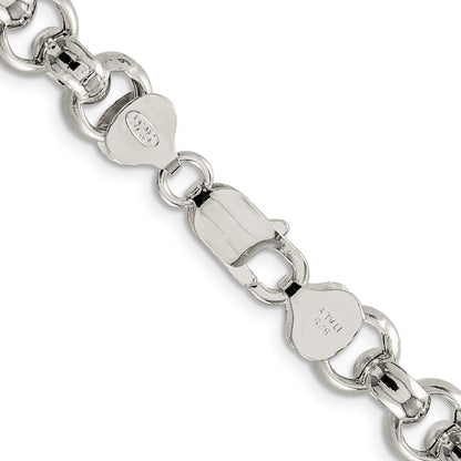 Sterling Silver 9.5mm Semi-solid Rolo Chain Necklace 18"