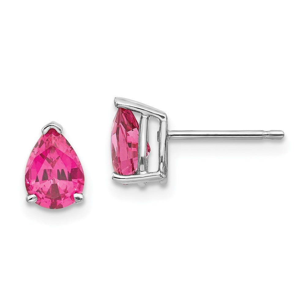 14k White Gold Pink Spinel Stud Earrings