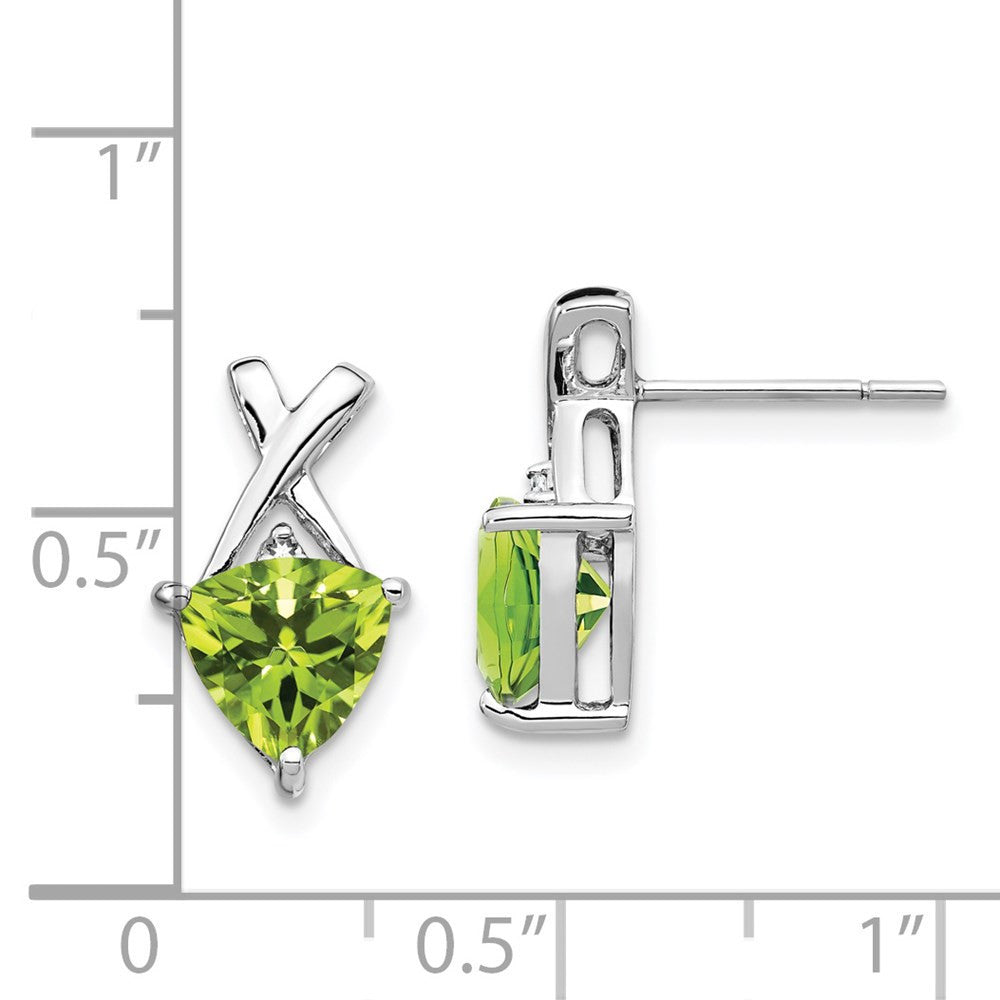 14k White Gold Peridot and White Topaz Trillion Drop & Dangle Earrings