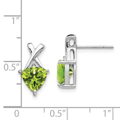 14k White Gold Peridot and White Topaz Trillion Drop & Dangle Earrings