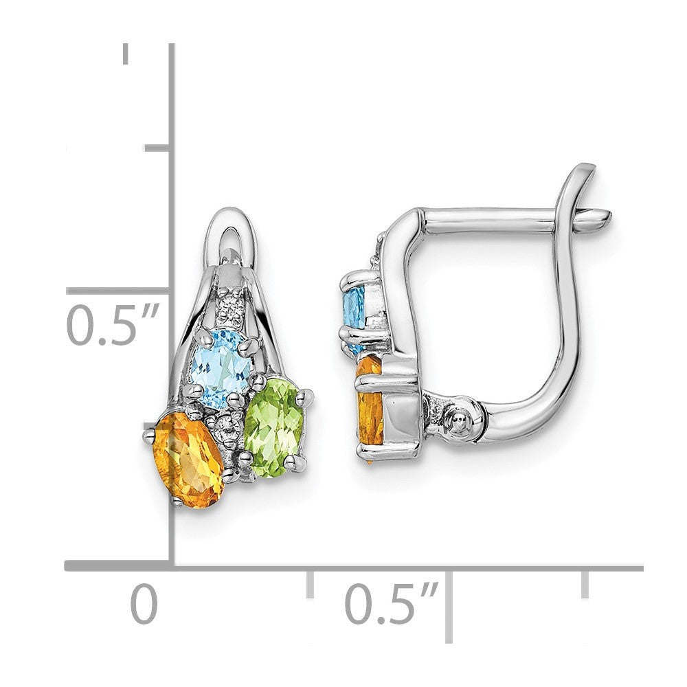 Sterling Silver RH-plated 1.50t.w. PE/CI/LSBT/WT Hinged Dangle Earrings