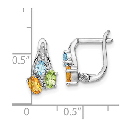Sterling Silver RH-plated 1.50t.w. PE/CI/LSBT/WT Hinged Dangle Earrings