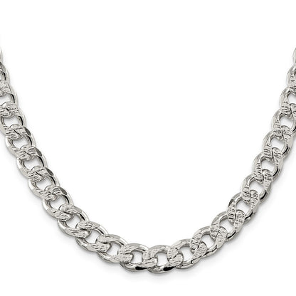 Sterling Silver 9.3mm Pav� Curb Chain Necklace 20"