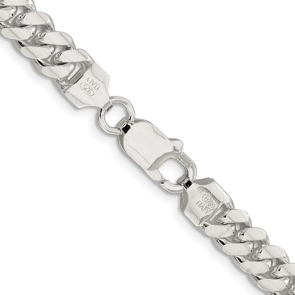 Sterling Silver Rhodium-plated 7.0mm Polished Domed Curb Chain Necklace 20"