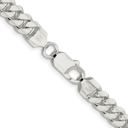 Sterling Silver Rhodium-plated 7.0mm Polished Domed Curb Chain Necklace 20"