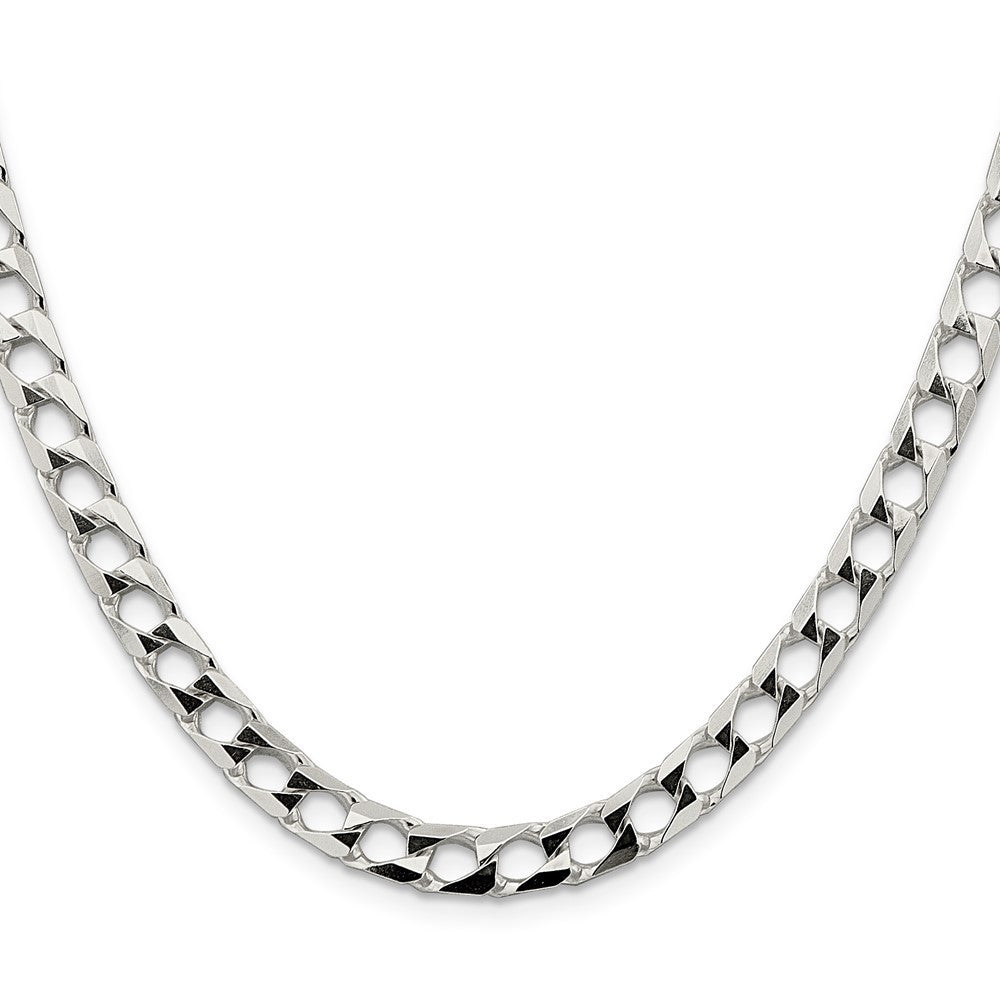 Sterling Silver 6.25mm Diamond-Cut Square Curb Chain Necklace 22"