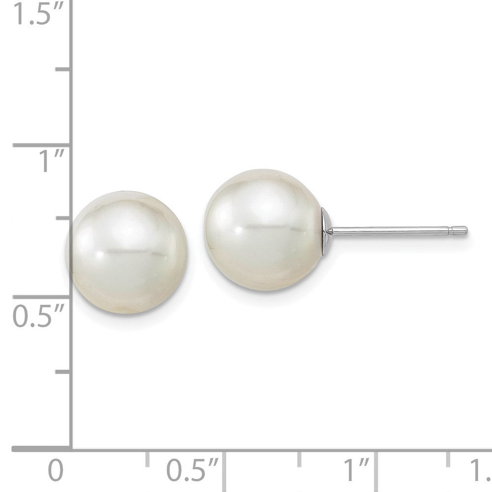 14k White Gold 11mm White Round South Sea Saltwater Cultured Pearl Stud Earrings