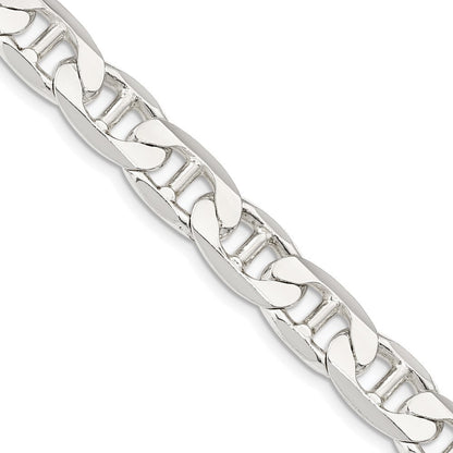 Sterling Silver 9.5mm Flat Anchor Chain Necklace 22"