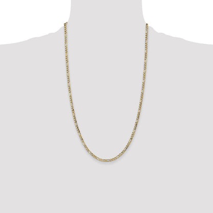 14k Yellow Gold 3.5mm Semi-Solid Figaro with Lobster Clasp Chain Necklace 26"