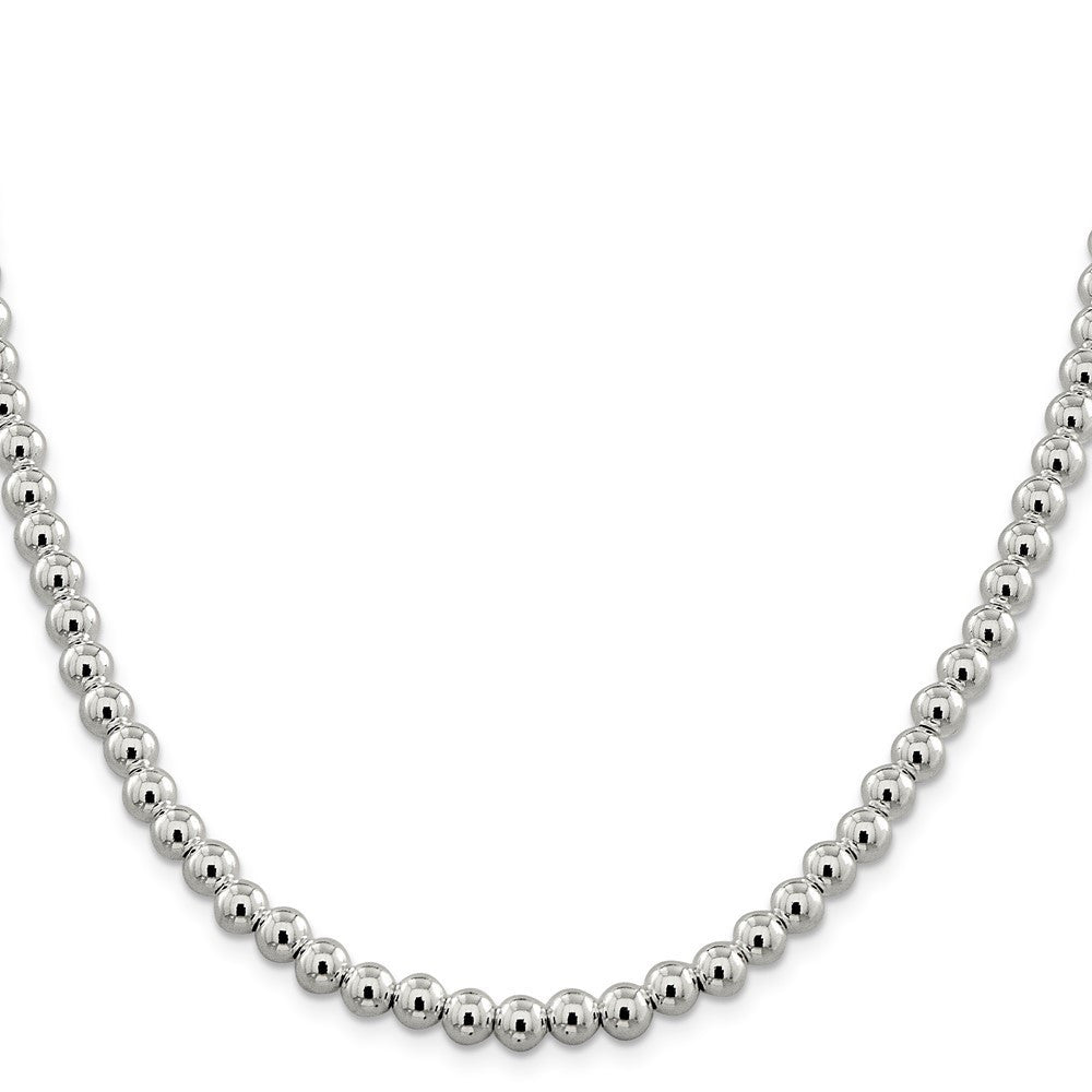 Sterling Silver 6.1mm Beads on Box Chain Necklace 18"