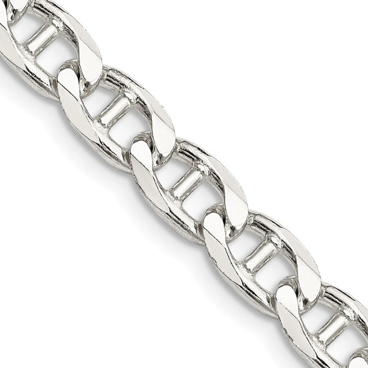 Sterling Silver 6.5mm Diamond-Cut Flat Anchor Curb Chain Necklace 22"