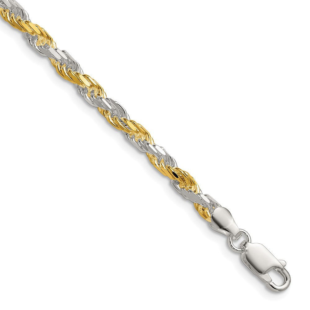 Sterling Silver And Vermeil 3.5mm Diamond-cut Rope Chain Necklace 24"