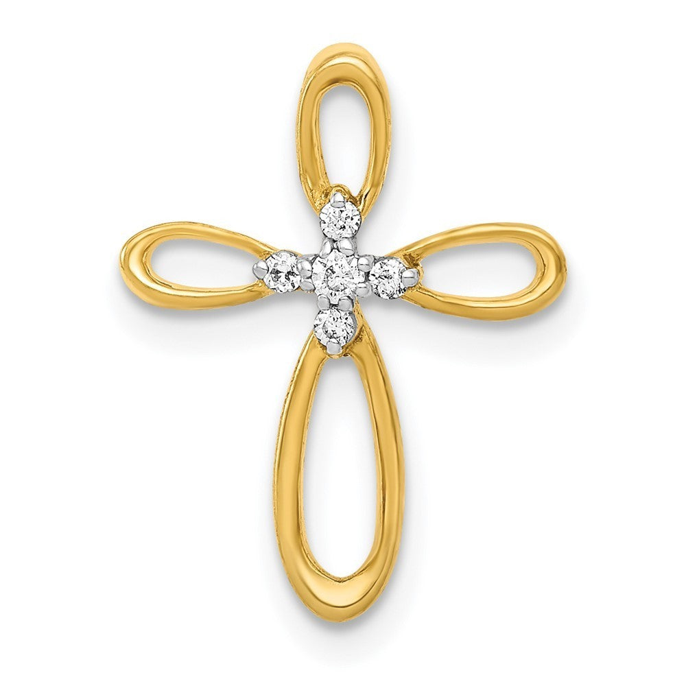 14k Yellow Gold Diamond Cross Slide Pendant
