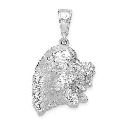 Sterling Silver Rhodium-Plated Polished 3D Conch Shell Pendant