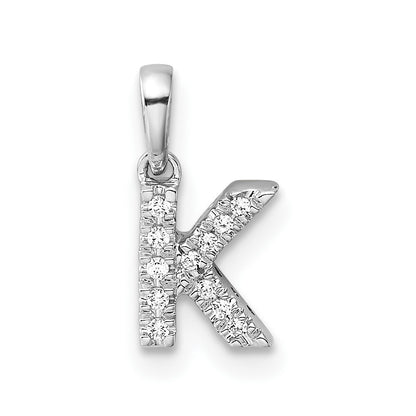 14k White Gold Diamond Letter K Initial with Bail Pendant