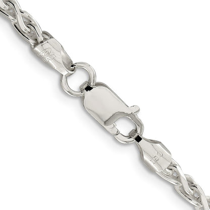Sterling Silver 3.5mm Diamond-cut Spiga Chain Necklace 20"