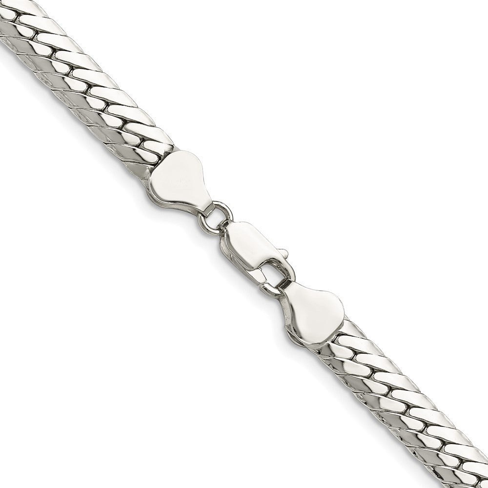 Sterling Silver Polished 6.25mm Double Oval Flat Chain Necklace 18"