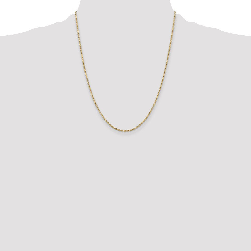 14k Yellow Gold 2mm Round Open Link Cable Chain Necklace 22"