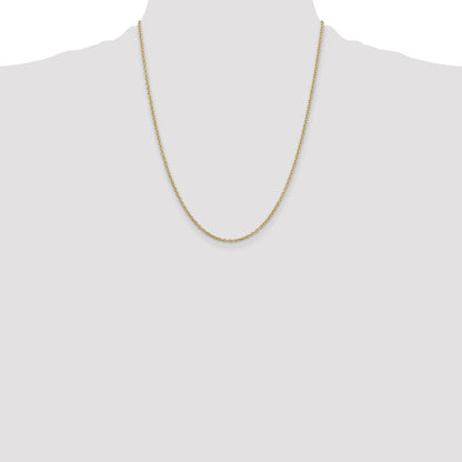 14k Yellow Gold 2mm Round Open Link Cable Chain Necklace 22"
