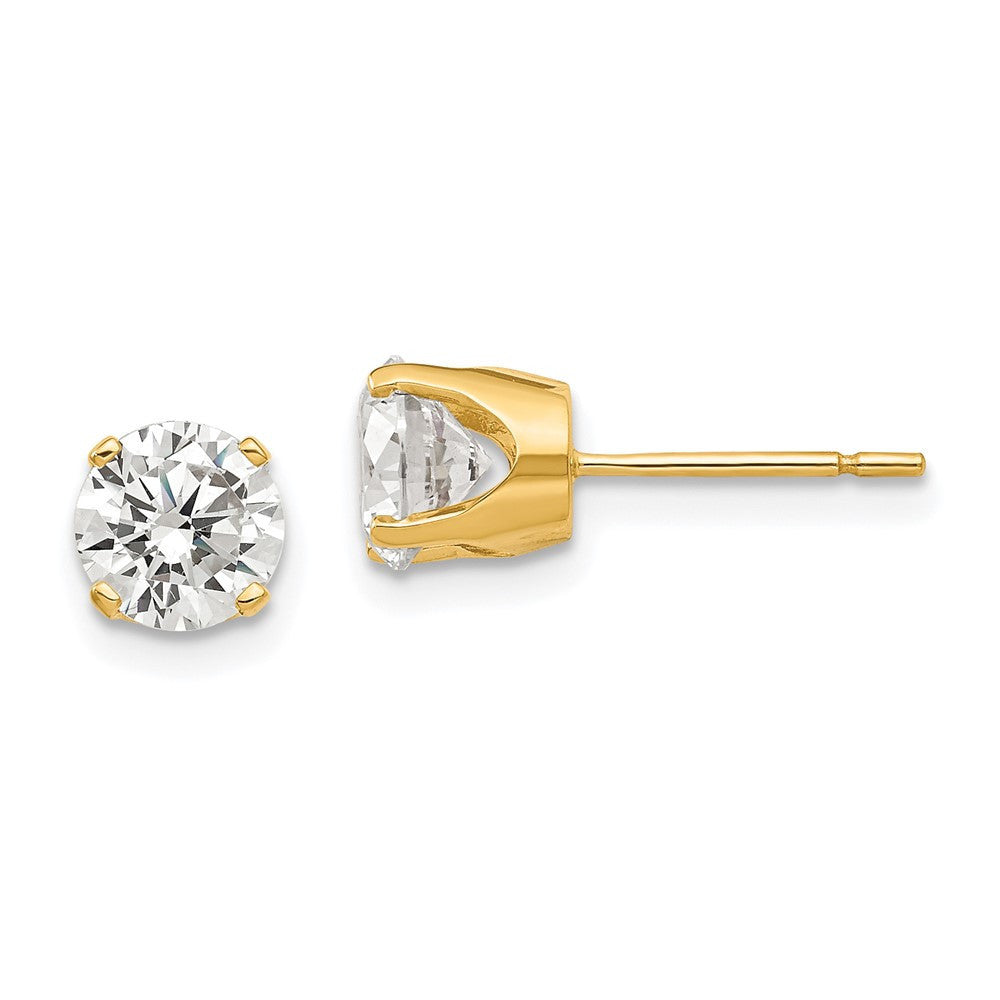 14k Yellow Gold 5.75mm Cubic Zirconia stud earrings
