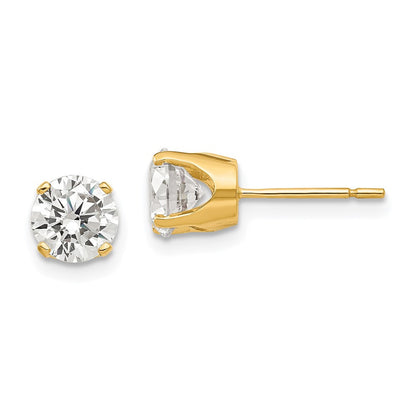14k Yellow Gold 5.75mm Cubic Zirconia stud earrings