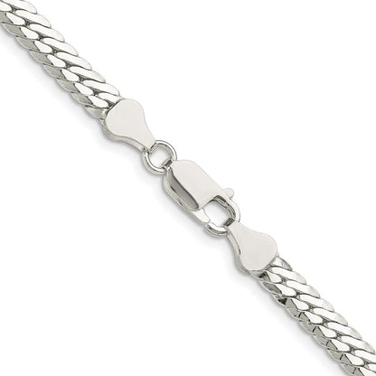 Sterling Silver Polished 5.1mm Double Oval Flat Chain Necklace 24"