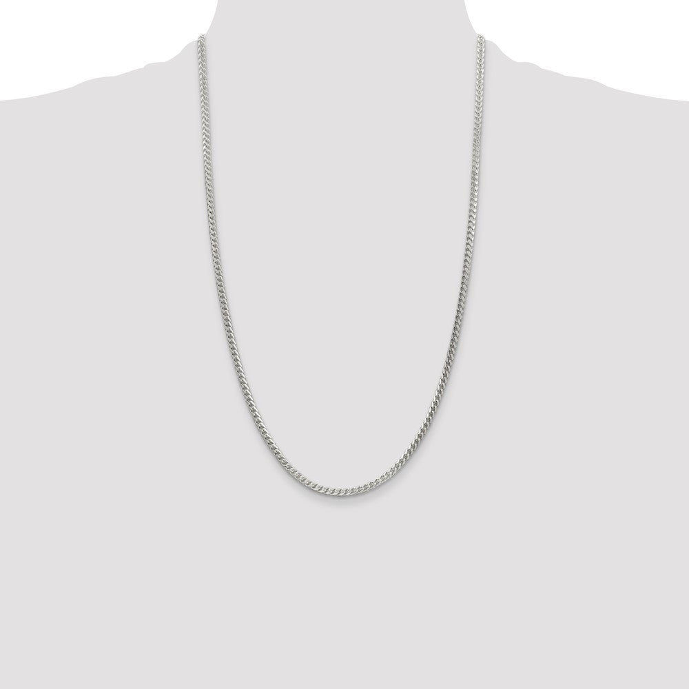 Sterling Silver 3.1mm Diamond-Cut Square Franco Chain Necklace 26"