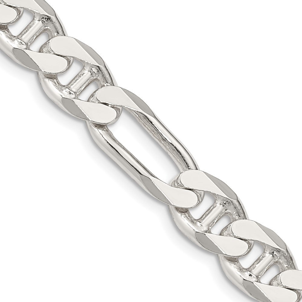 Sterling Silver 8.75mm Figaro Anchor Chain Necklace 24"