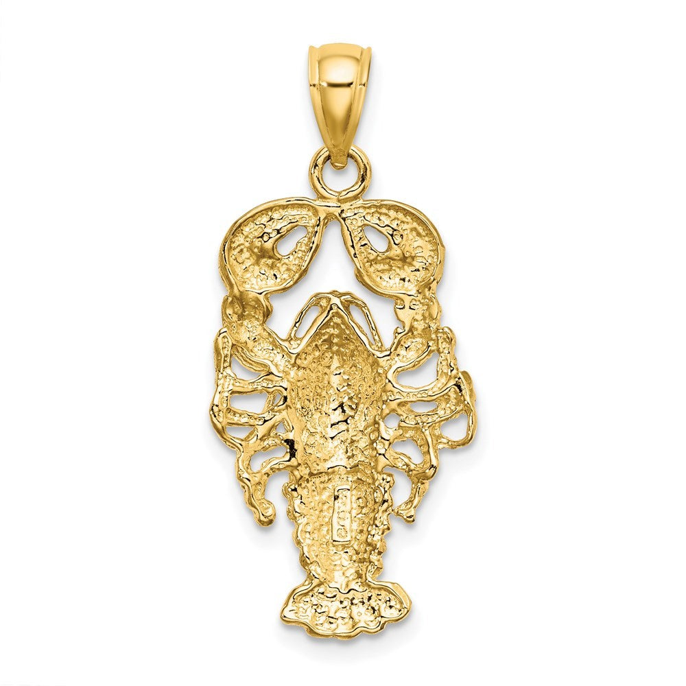 14k Yellow Gold Textured Maine Lobster Charm Pendant