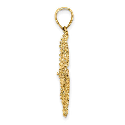 14k Yellow Gold Starfish Pierced Charm Pendant