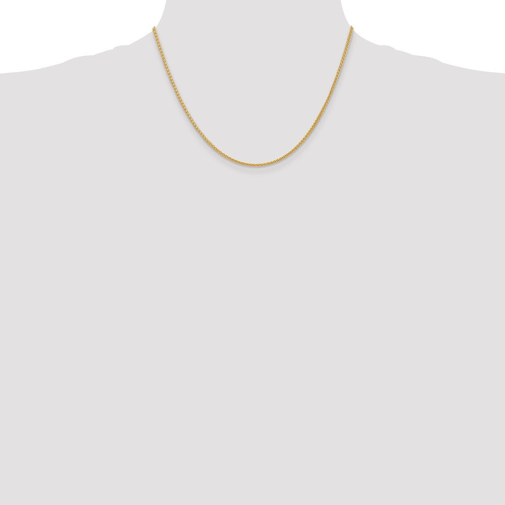 14k Yellow Gold 2mm Semi-Solid Wheat with Lobster Clasp Chain Necklace 18"