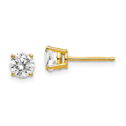 14k Yellow Gold 5mm Cubic Zirconia Stud Earrings