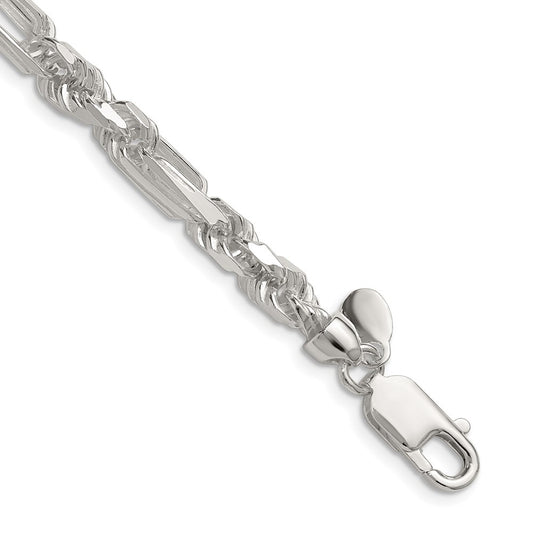 Sterling Silver 6mm Diamond-Cut Figarope Chain Necklace 22"