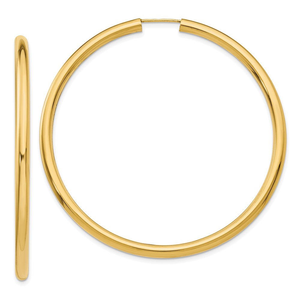 14k Yellow Gold Polished Endless Tube Hoop Earrings