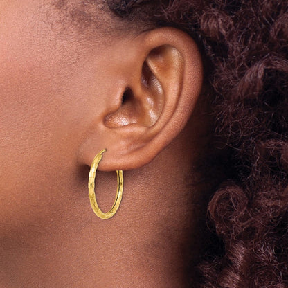 14k Yellow Gold Gold Polished Faceted 2.5mm Hoop Earrings