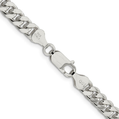 Sterling Silver 6mm Domed w/ Side Diamond-Cut Curb Chain Necklace 26"
