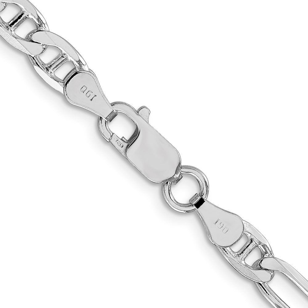 Sterling Silver Rhodium-plated 5.5mm Figaro Anchor Chain Necklace 24"