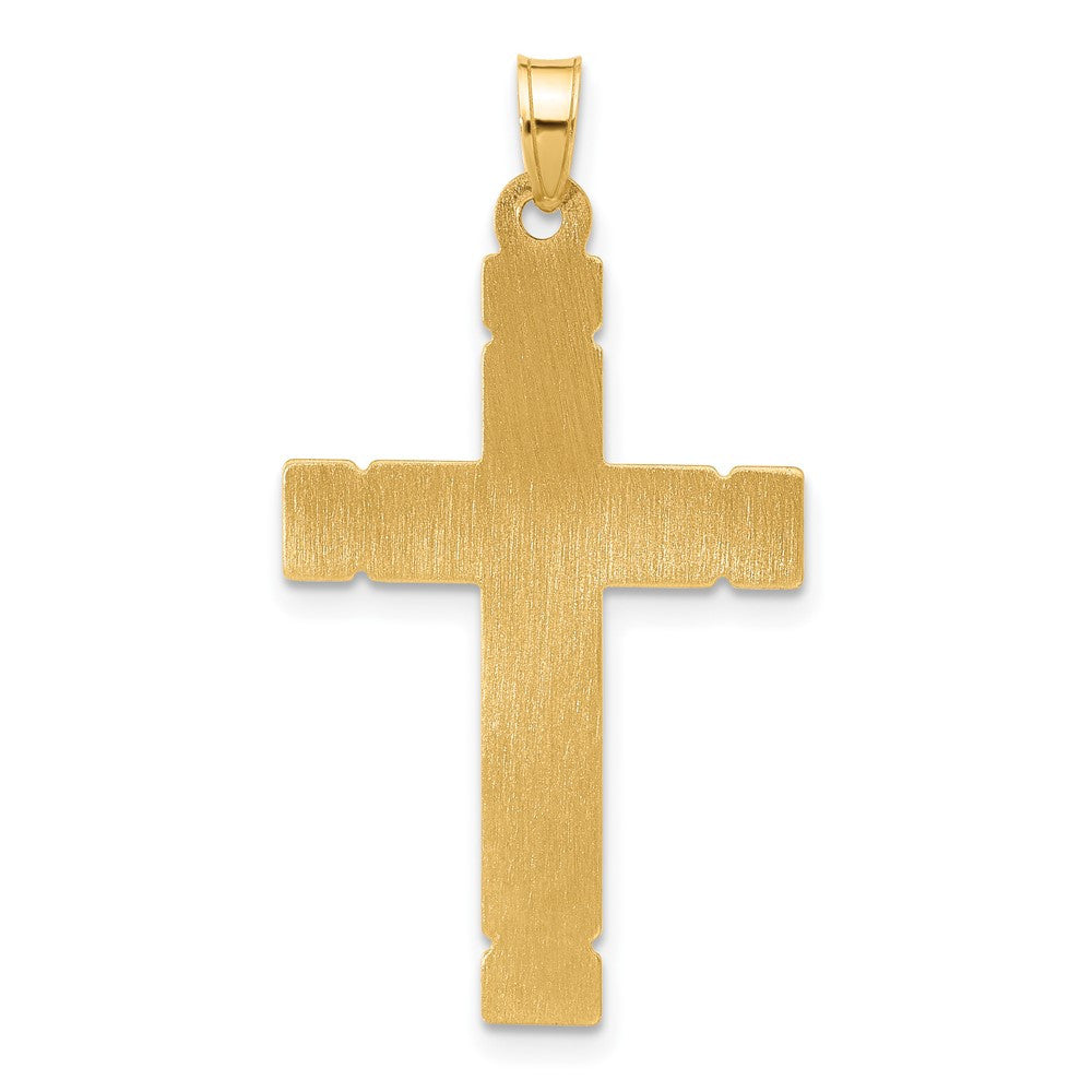 14k Yellow Gold Polished and Grooved Hollow Cross Pendant
