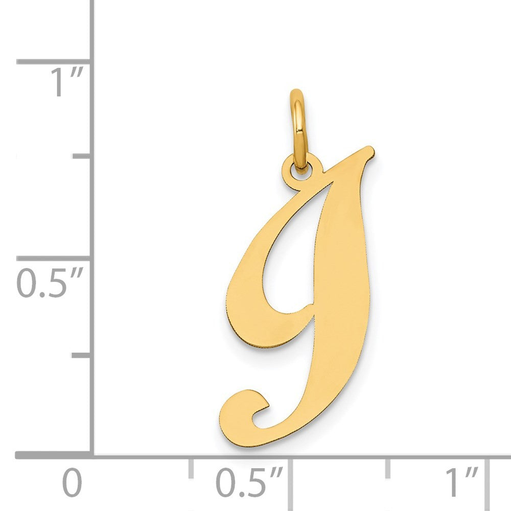 14k Yellow Gold Medium Fancy Script Letter I Initial Charm Pendant