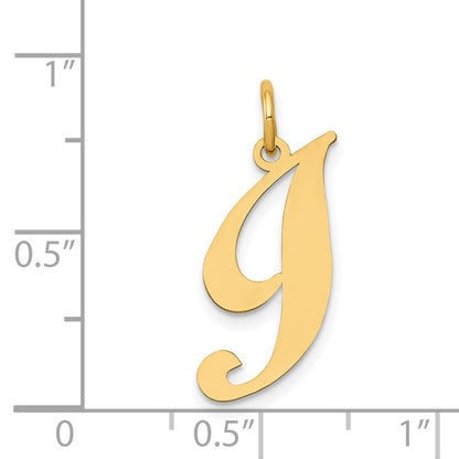 14k Yellow Gold Medium Fancy Script Letter I Initial Charm Pendant