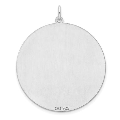 Sterling Silver Rhod-plated Polish Front Satin Back Disc Charm Pendant