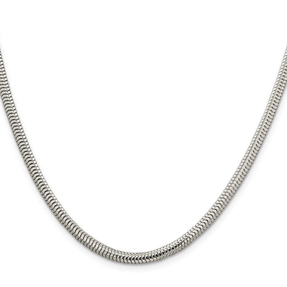 Sterling Silver 4mm Round Snake Chain Necklace 26"