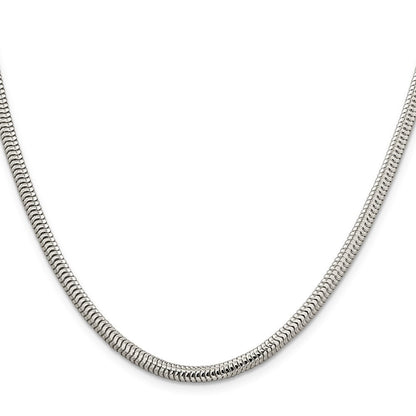 Sterling Silver 4mm Round Snake Chain Necklace 28"
