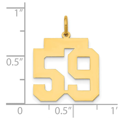 14k Yellow Gold Medium Polished Number 59 Charm Pendant