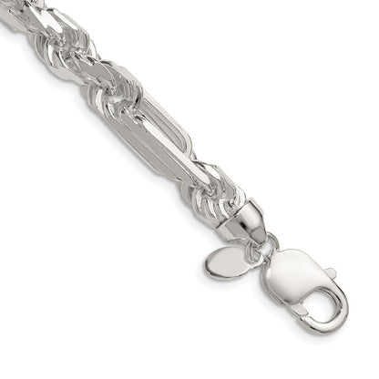 Sterling Silver 8mm Diamond-Cut Figarope Chain Necklace 18"