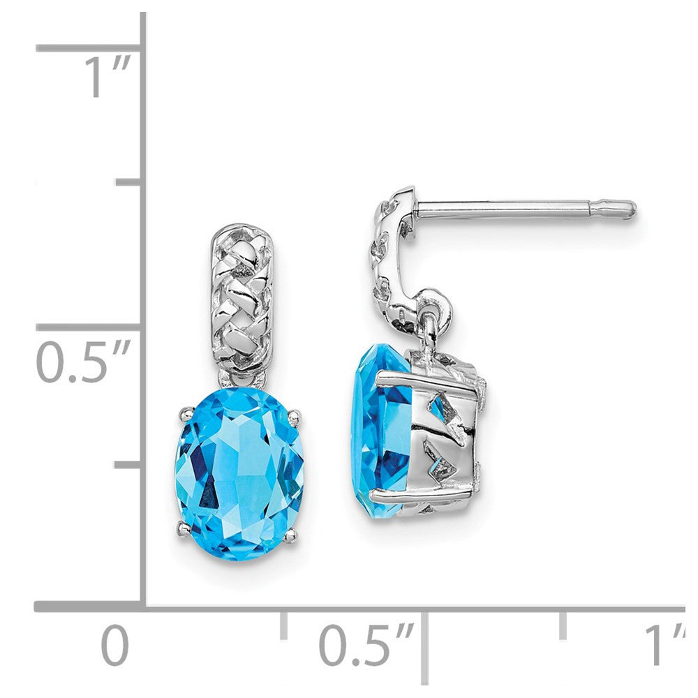 Sterling Silver Rhodium-plated Blue Topaz Dangle Earrings