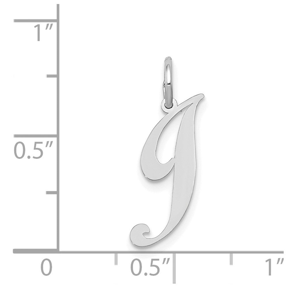 14k White Gold Small Fancy Script Letter J Initial Charm Pendant