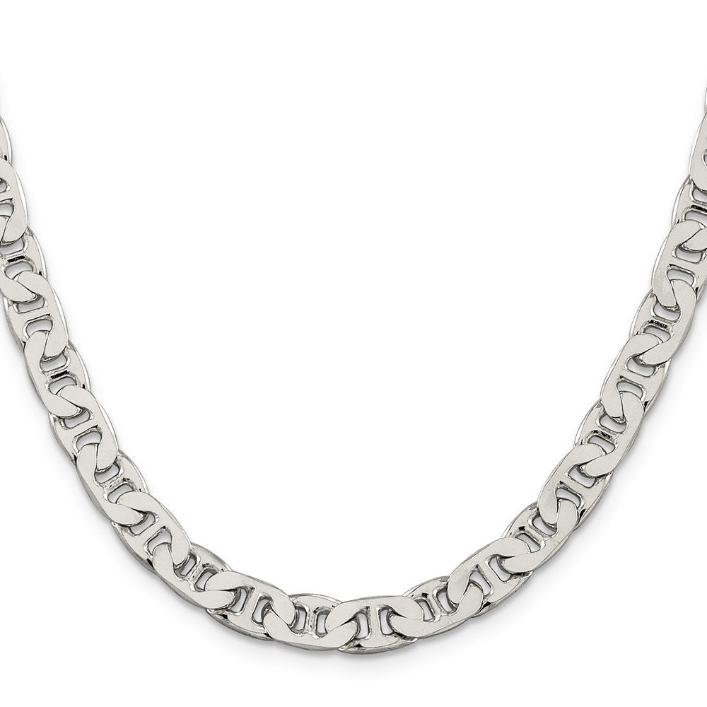 Sterling Silver 6.5mm Flat Anchor Chain Necklace 24"