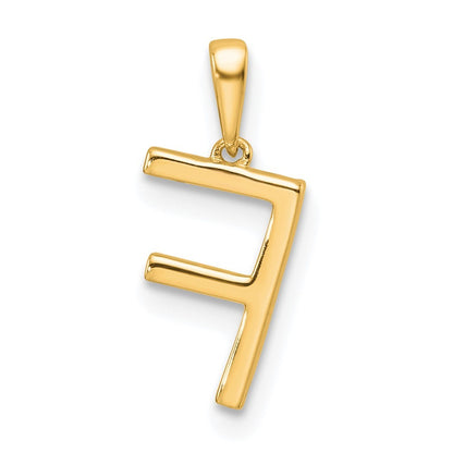 14k Yellow Gold Diamond Letter F Initial Pendant