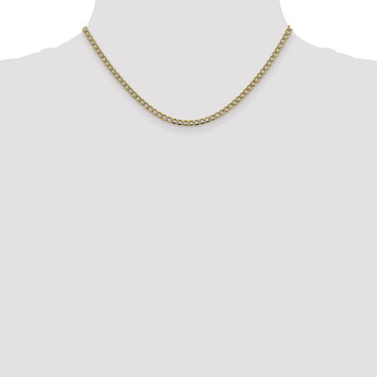 14k Yellow Gold 3.4mm Semi-Solid with Rhodium Curb Chain Necklace 16"